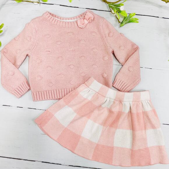 Isaac Mizrahi  Pink Sweater with Pink Plaid Matching Skirt - Size 12 months - Picture 1 of 9